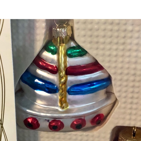 NIB Childs Glass Christmas Ornaments Motorcycle Sailboat Plane Bug Car - Picture 5 of 8